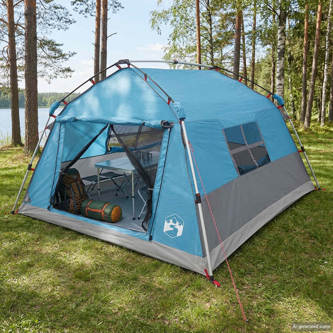 vidaXL Carpa instantánea resistente al agua 4 persona Azul