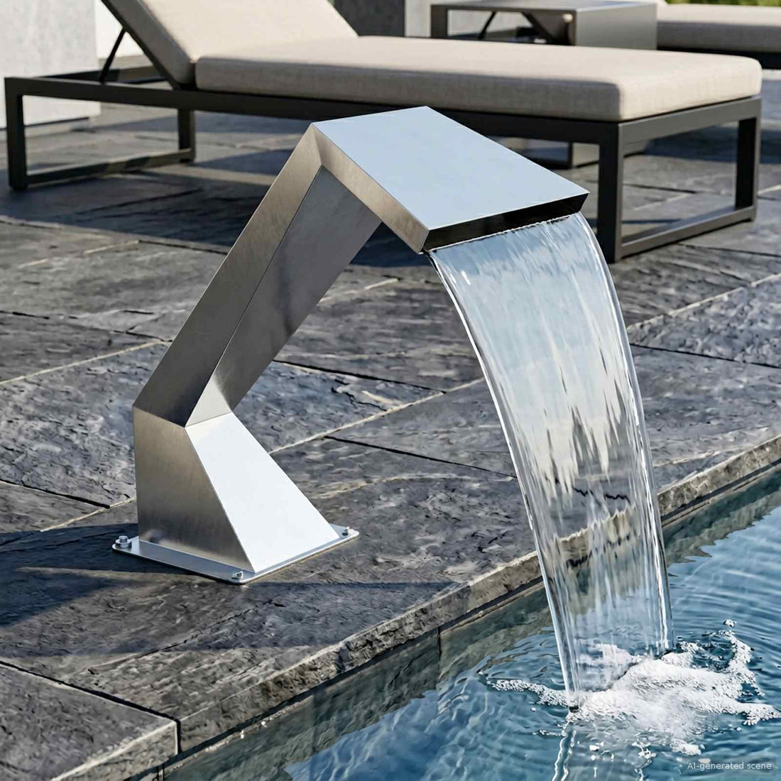 vidaXL Cascada de Piscina Acero inoxidable 63,5 x 29 x 51 cm Plateado