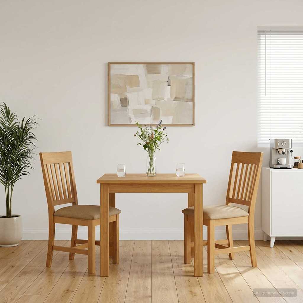vidaXL Silla de comedor 2 uds. Madera de Roble Sólido Beige