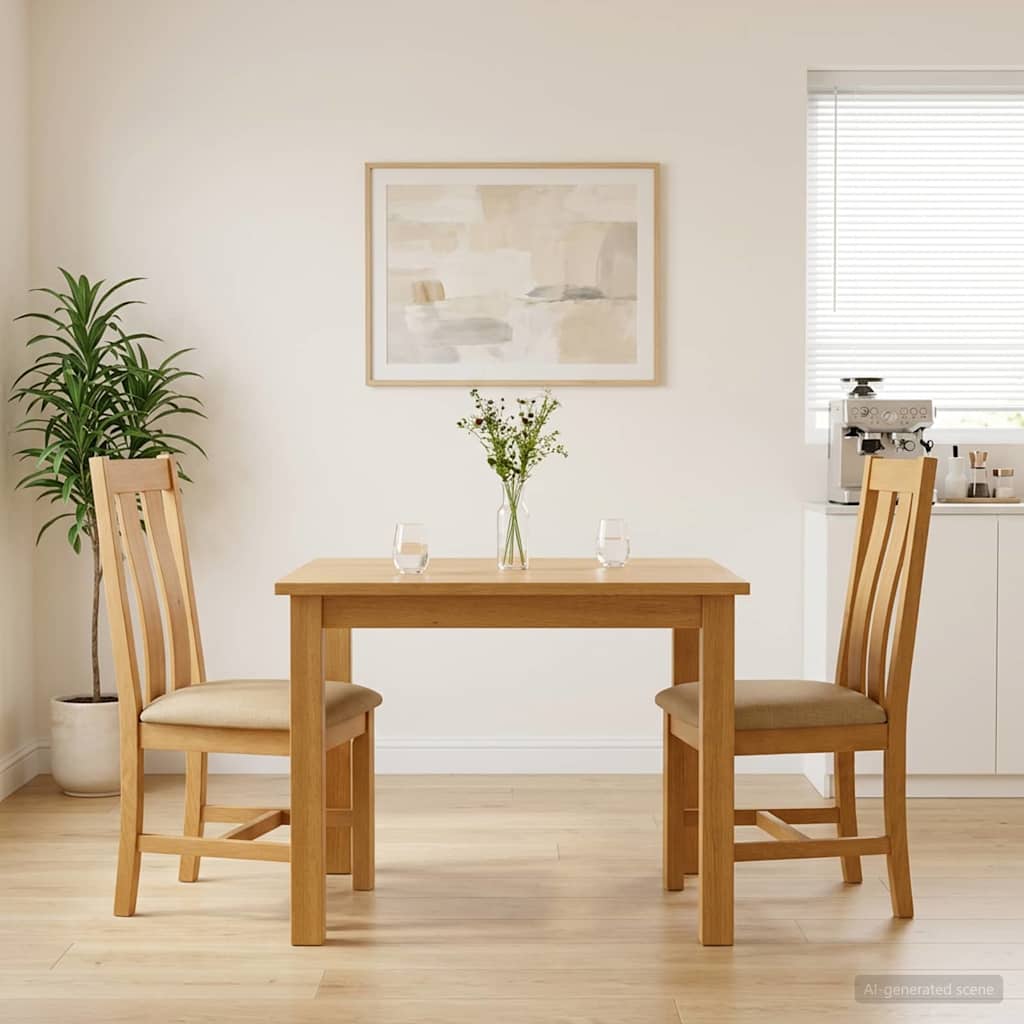 vidaXL Silla de comedor 2 uds. Madera de Roble Sólido Beige