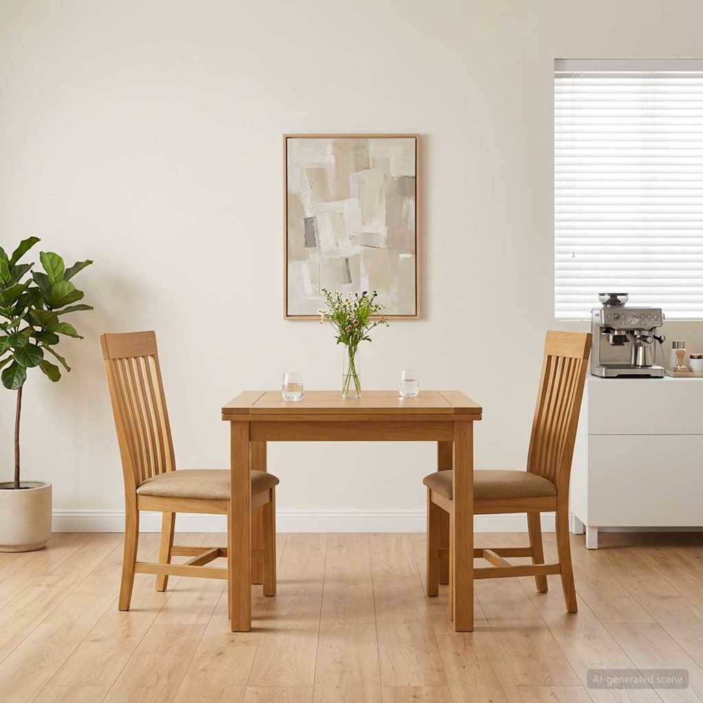 vidaXL Silla de comedor 2 uds. Madera de Roble Sólido Beige
