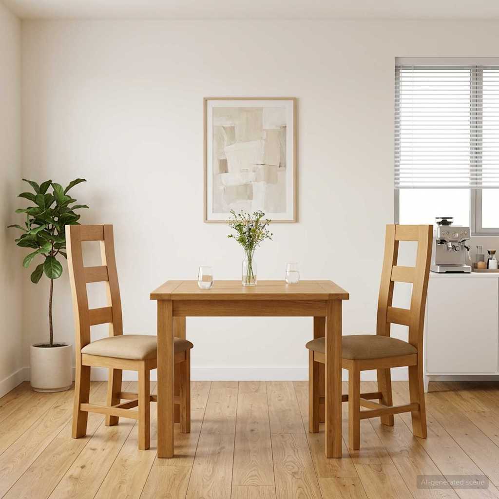 vidaXL Silla de comedor 2 uds. Madera de Roble Sólido Beige