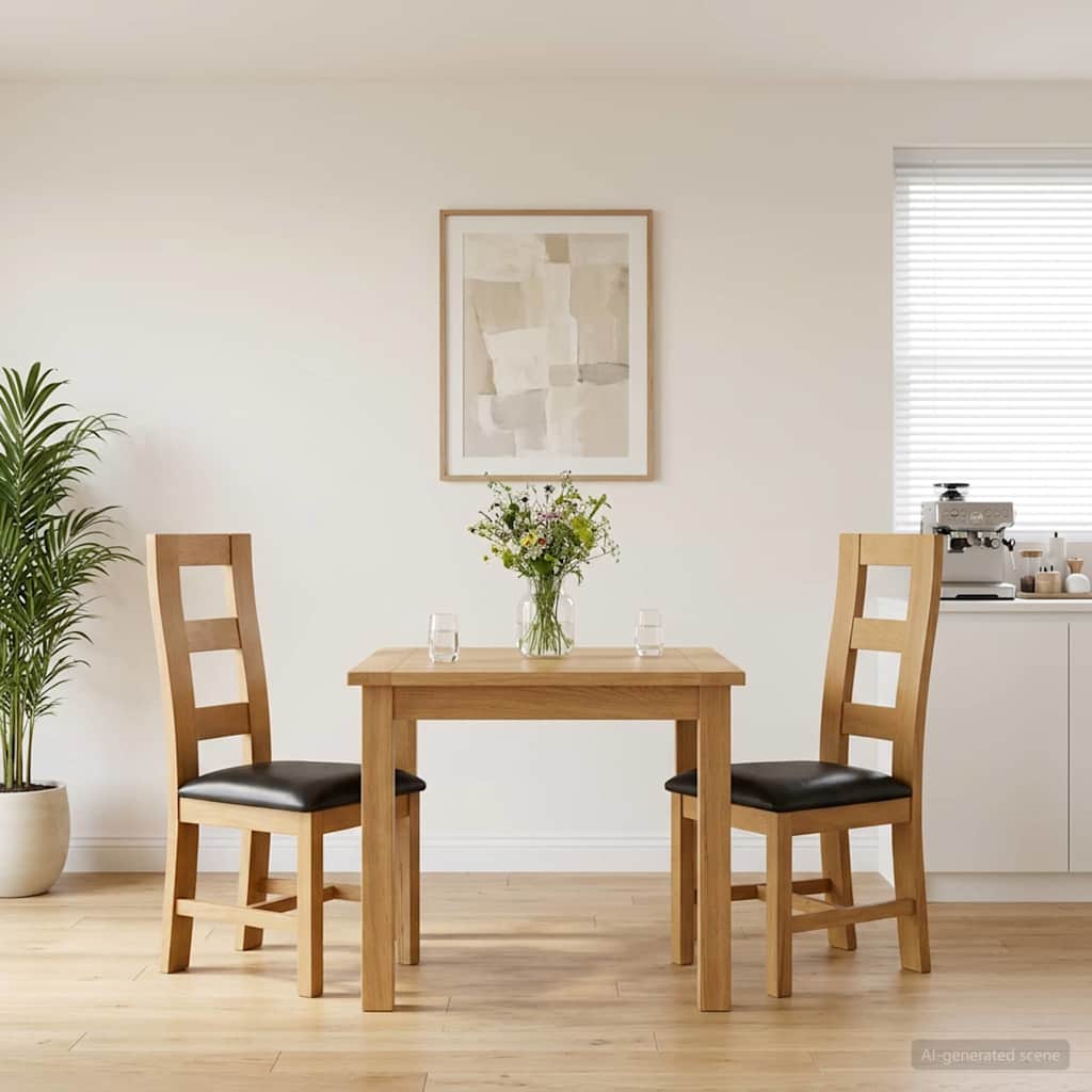 vidaXL Silla de comedor 2 uds. Madera de Roble Sólido Negro