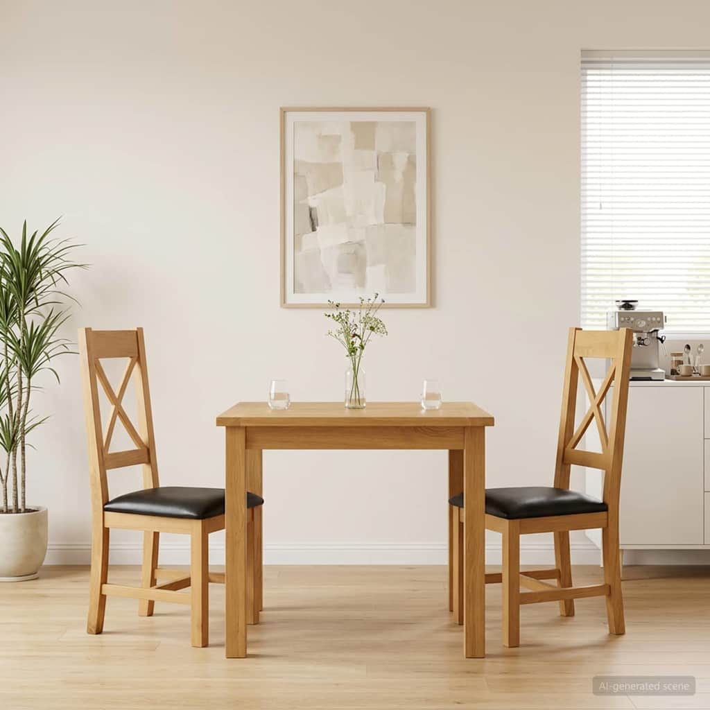 vidaXL Silla de comedor 2 uds. Madera de Roble Sólido Negro