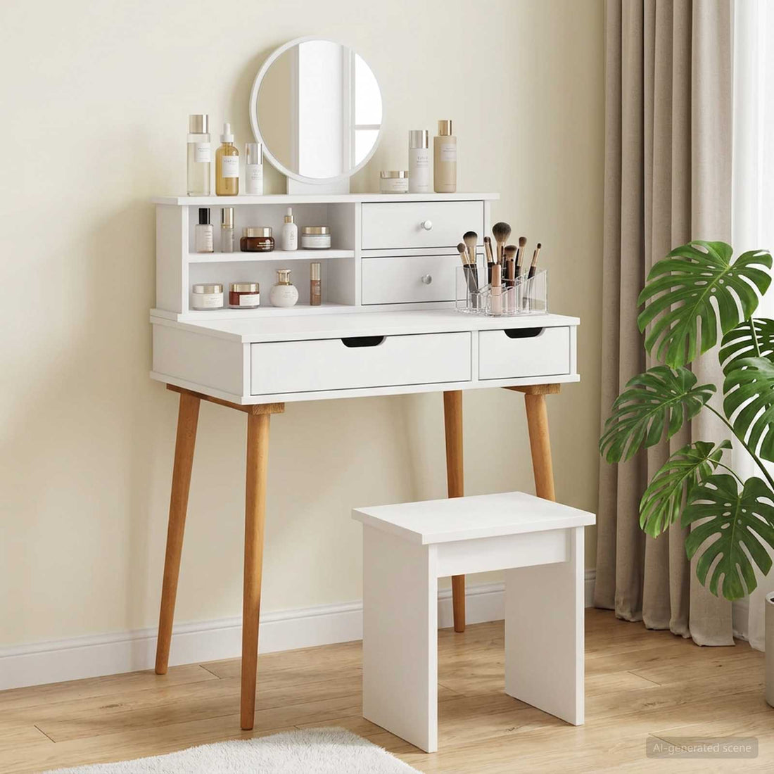vidaXL Conjunto de Mesa de Tocador FAUSKE 2 uds. Blanco