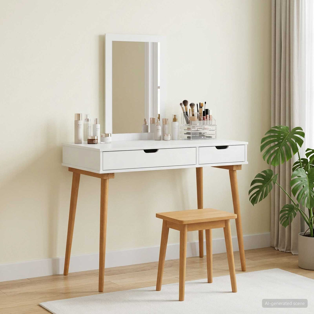 vidaXL Conjunto de Mesa de Tocador FAUSKE 2 uds. Blanco