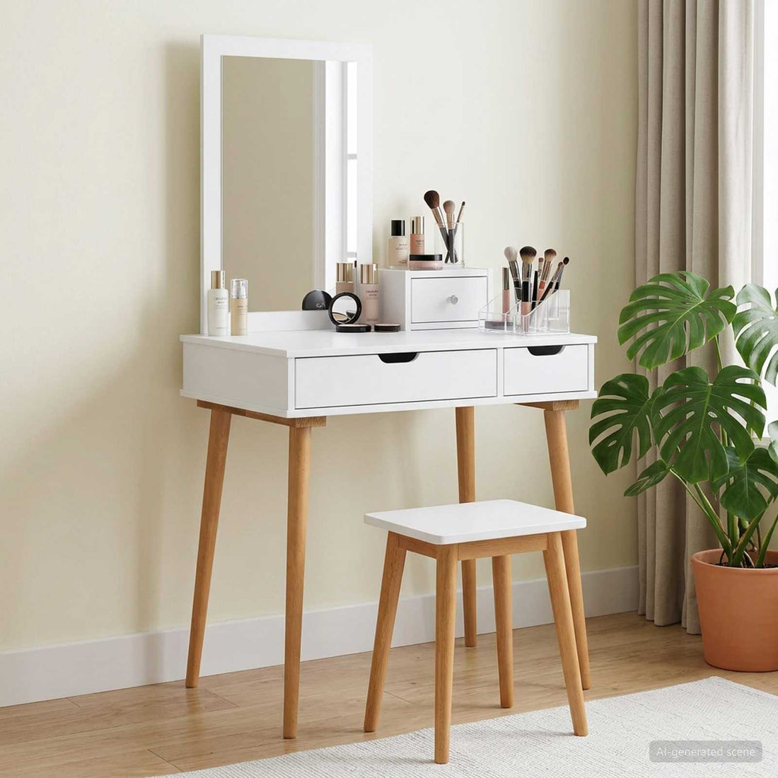 vidaXL Conjunto de Mesa de Tocador FAUSKE 3 uds. Blanco