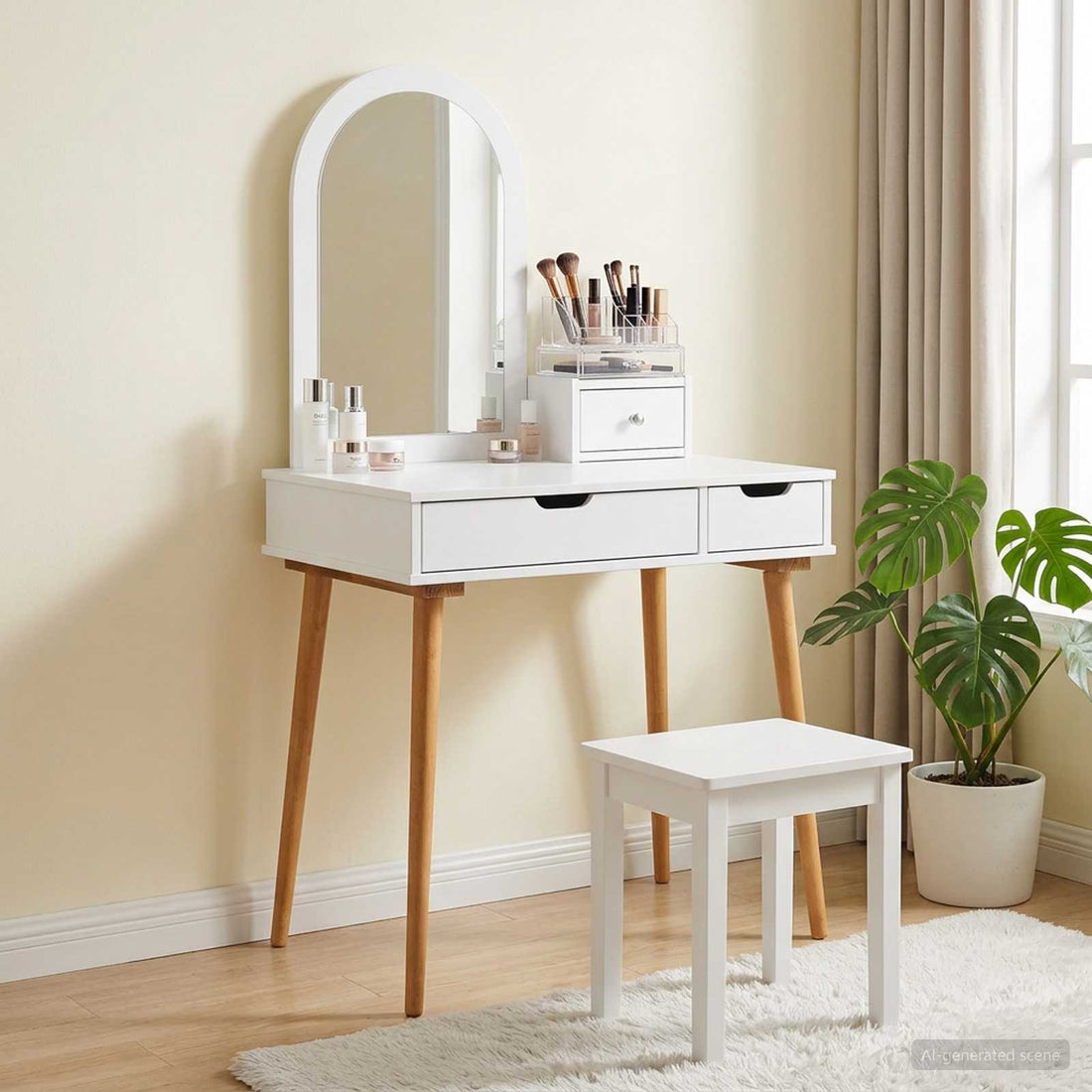 vidaXL Conjunto de Mesa de Tocador FAUSKE 3 uds. Blanco