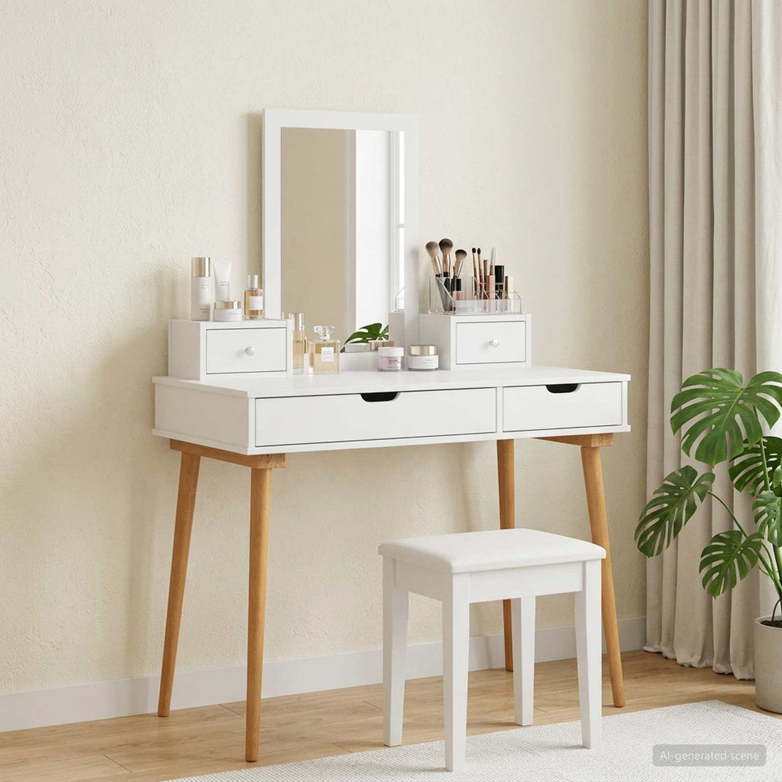 vidaXL Conjunto de Mesa de Tocador FAUSKE 4 uds. Blanco