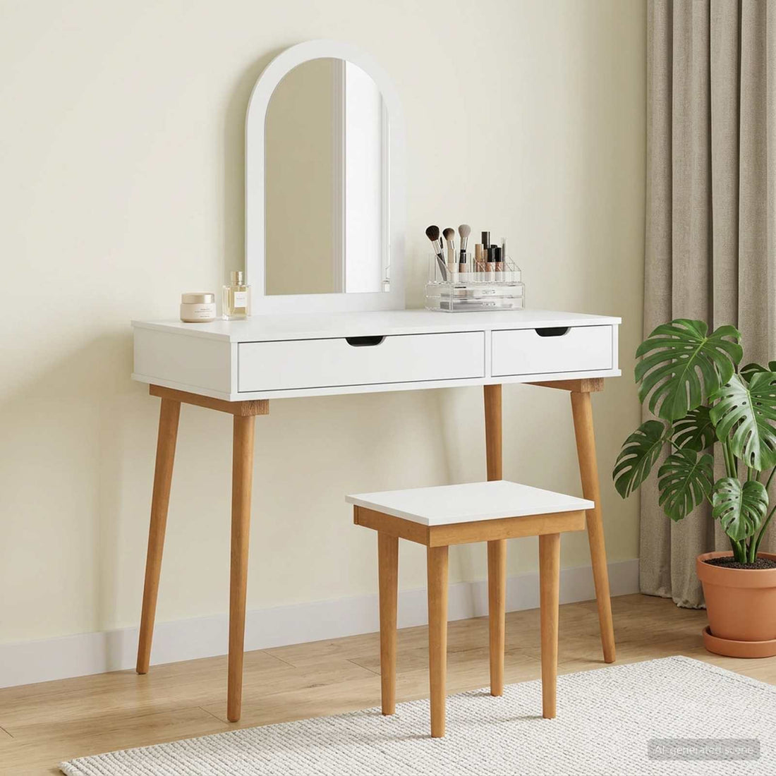 vidaXL Conjunto de Mesa de Tocador FAUSKE 3 uds. Blanco