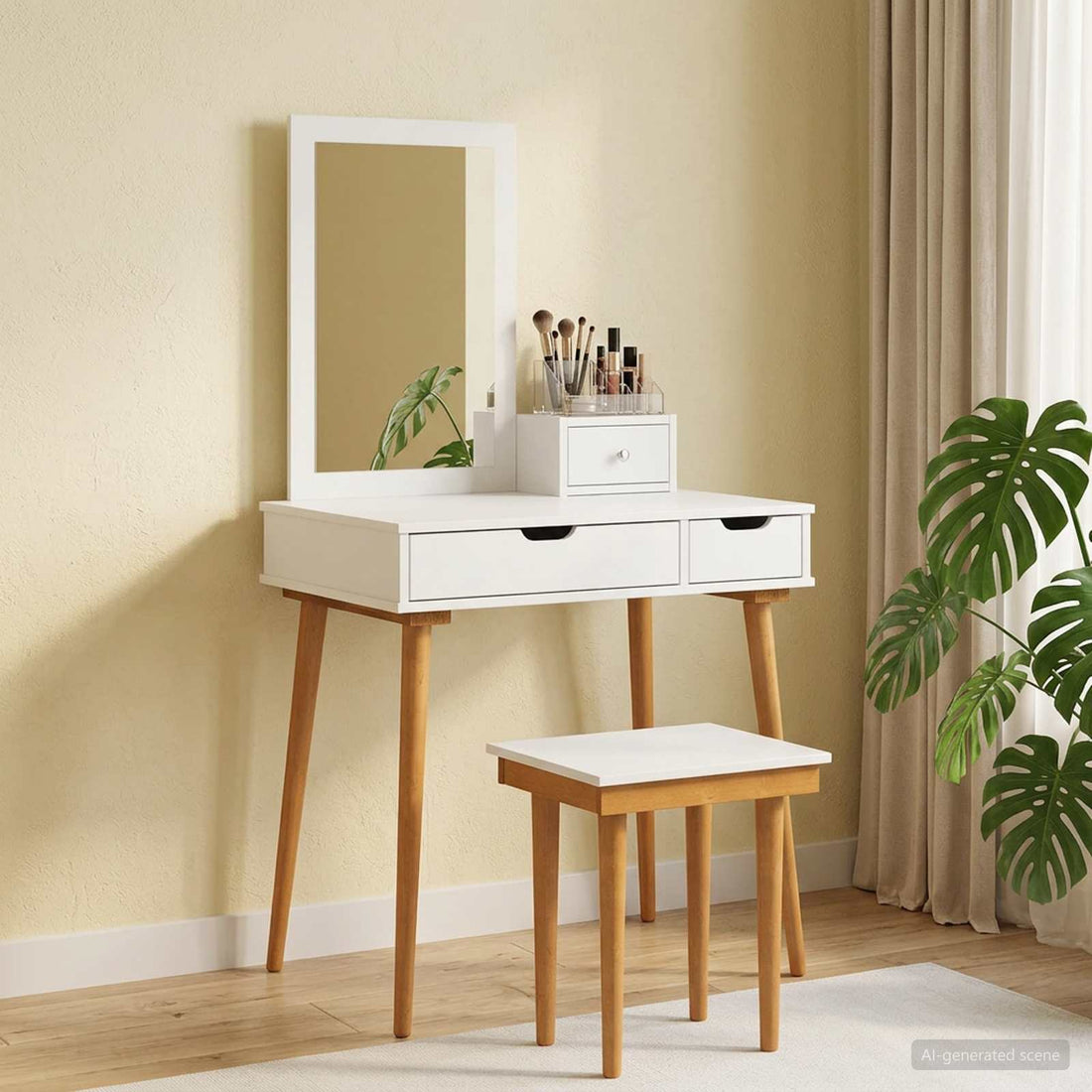 vidaXL Conjunto de Mesa de Tocador FAUSKE 4 uds. Blanco