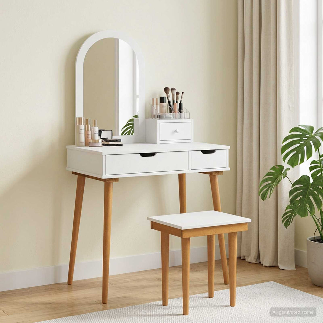 vidaXL Conjunto de Mesa de Tocador FAUSKE 4 uds. Blanco