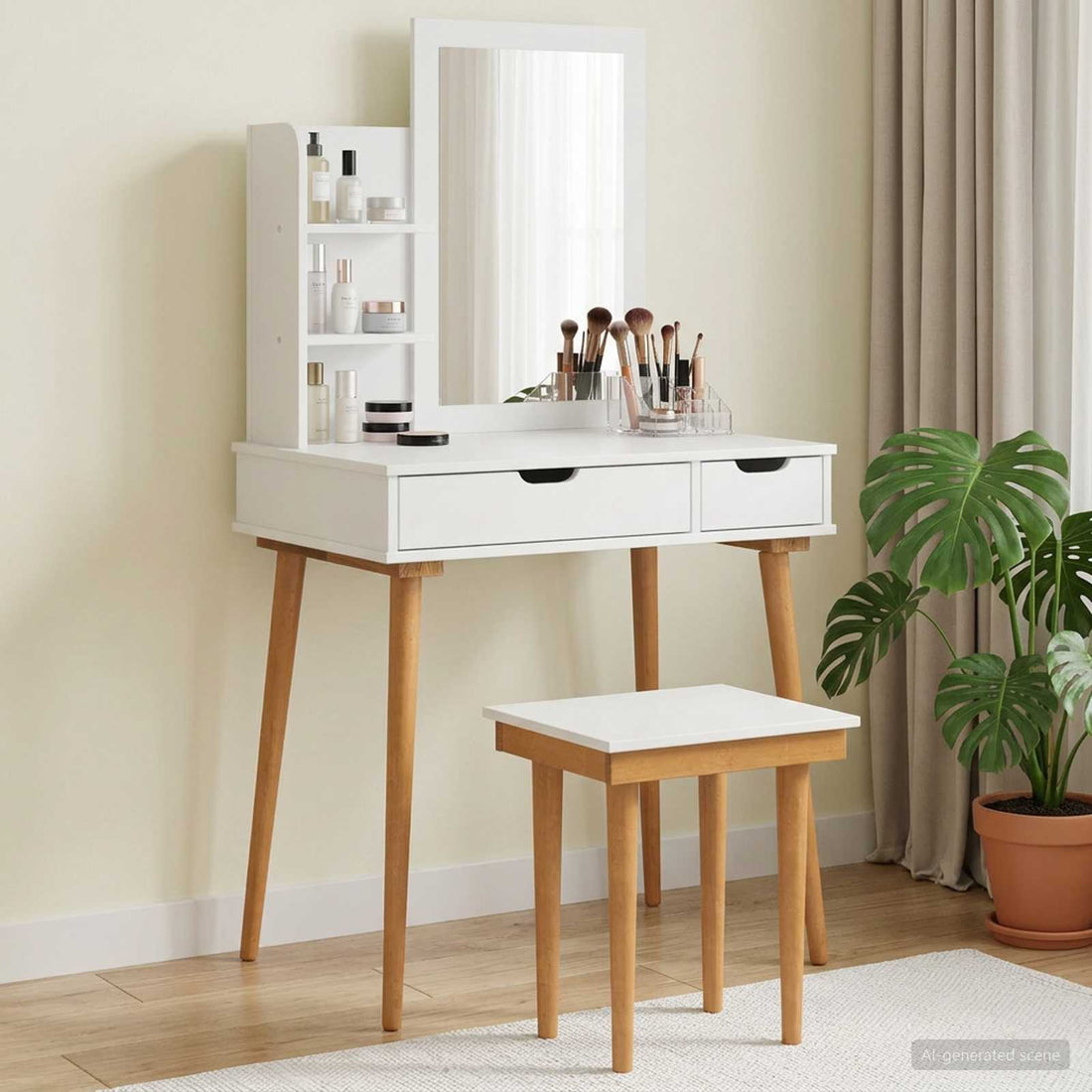 vidaXL Conjunto de Mesa de Tocador FAUSKE 4 uds. Blanco