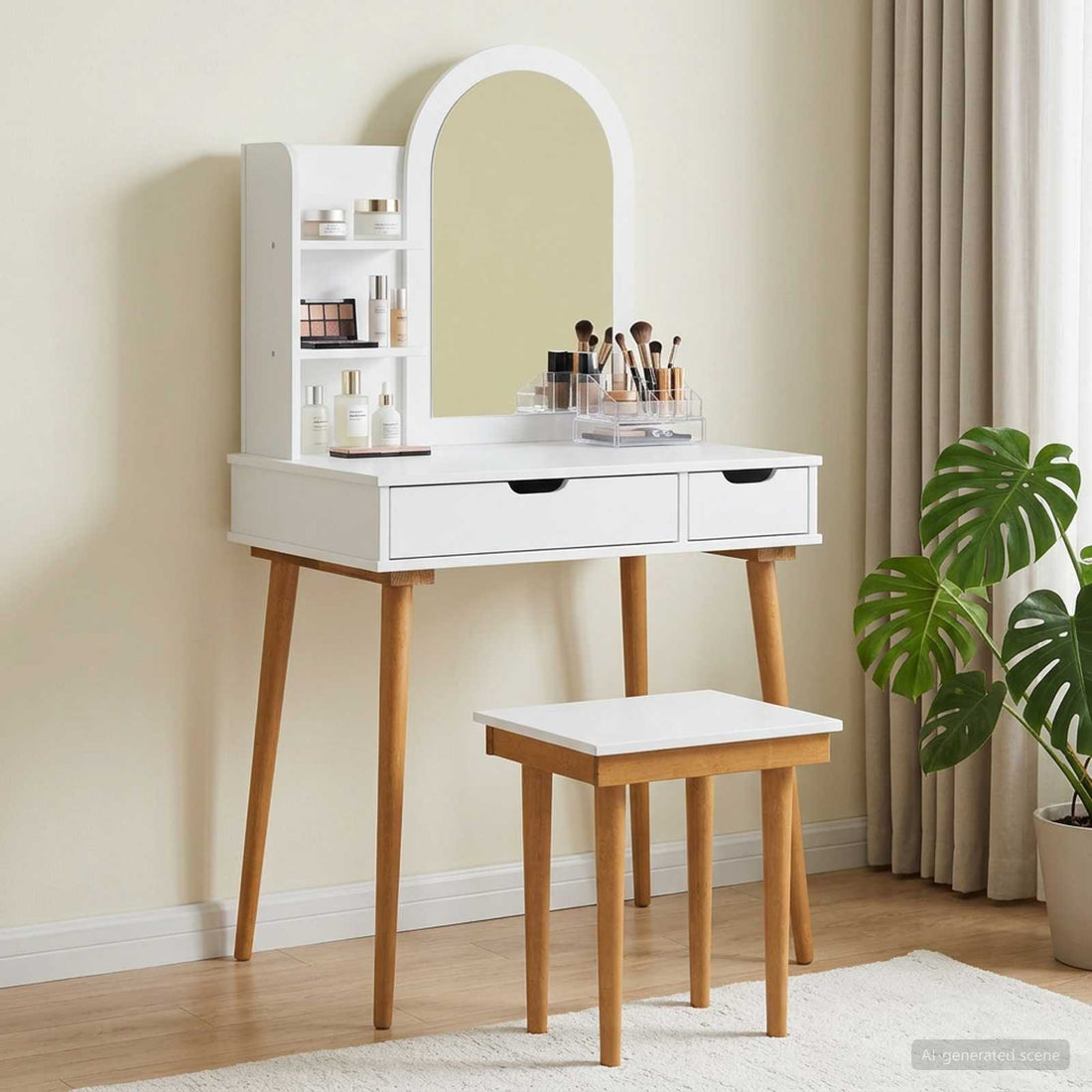 vidaXL Conjunto de Mesa de Tocador FAUSKE 4 uds. Blanco