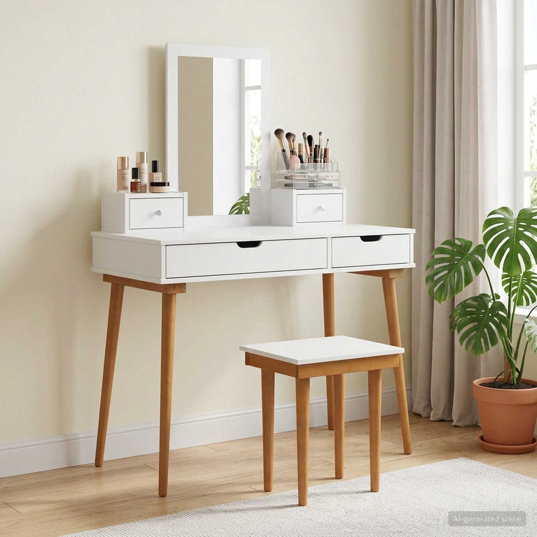 vidaXL Conjunto de Mesa de Tocador FAUSKE 5 uds. Blanco
