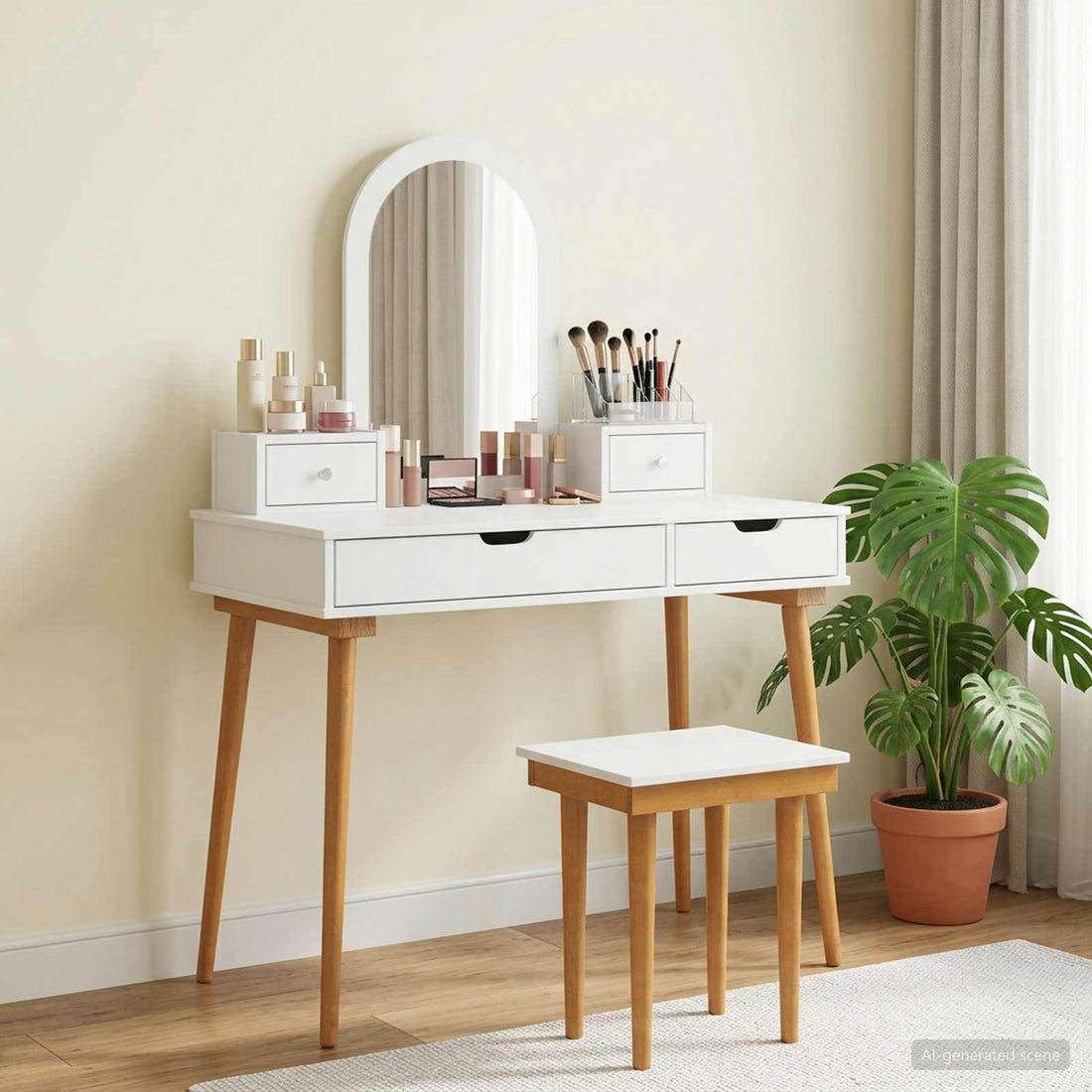 vidaXL Conjunto de Mesa de Tocador FAUSKE 5 uds. Blanco