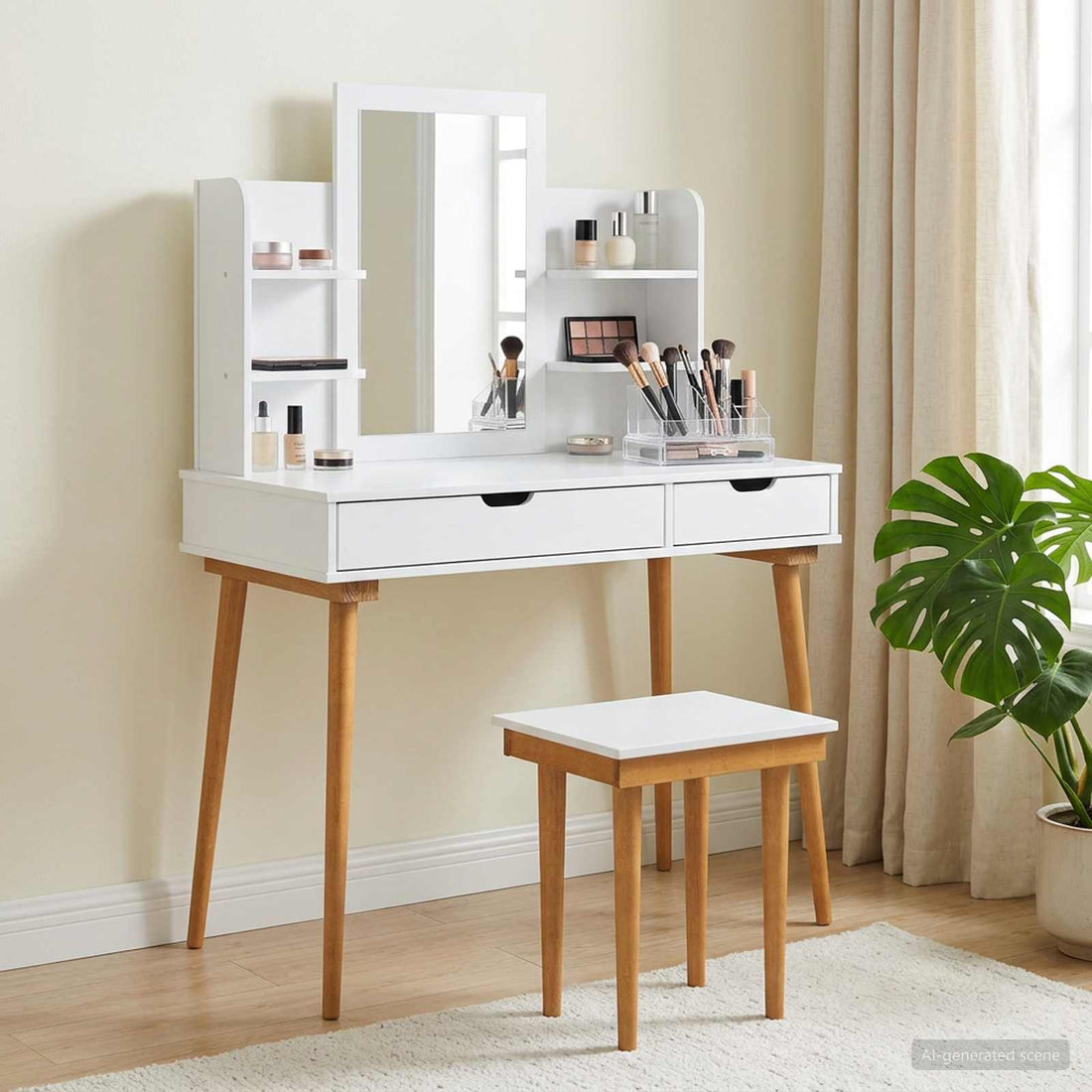 vidaXL Conjunto de Mesa de Tocador FAUSKE 5 uds. Blanco