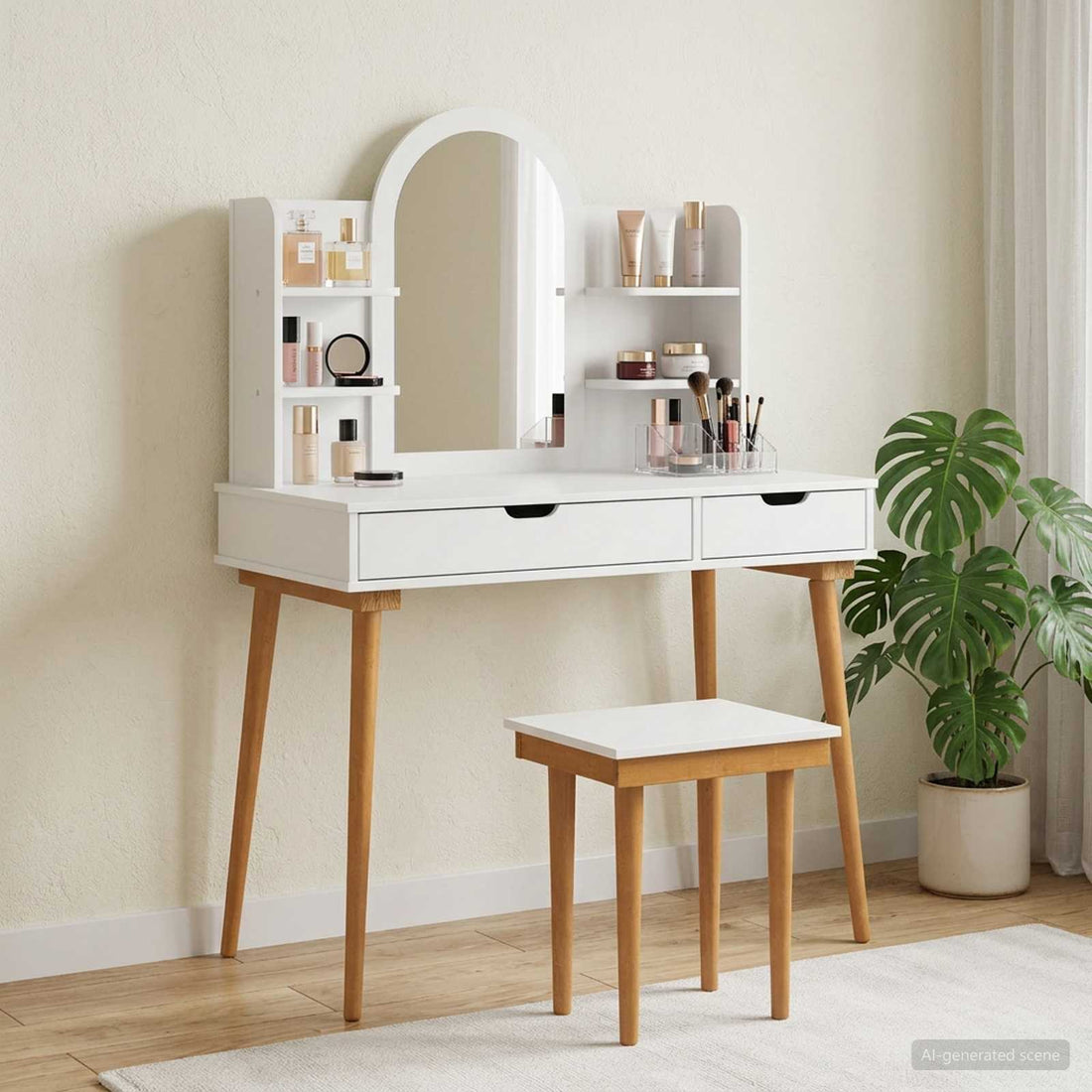 vidaXL Conjunto de Mesa de Tocador FAUSKE 5 uds. Blanco