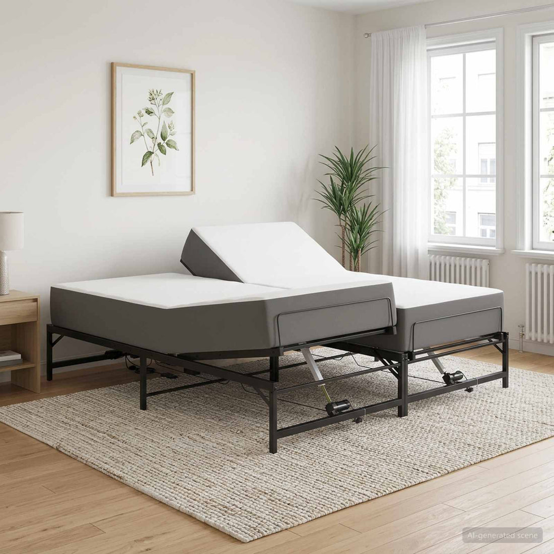 vidaXL Estructura de Cama Ajustable Eléctrica Negro 200 x 200 cm Acero