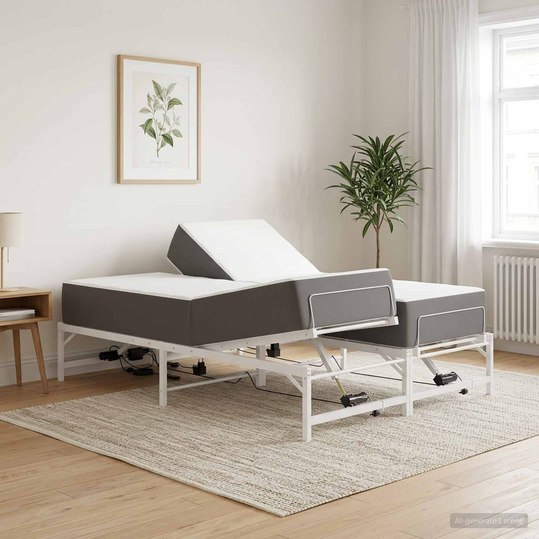vidaXL Estructura de Cama Ajustable Eléctrica Blanco 150 x 200 cm