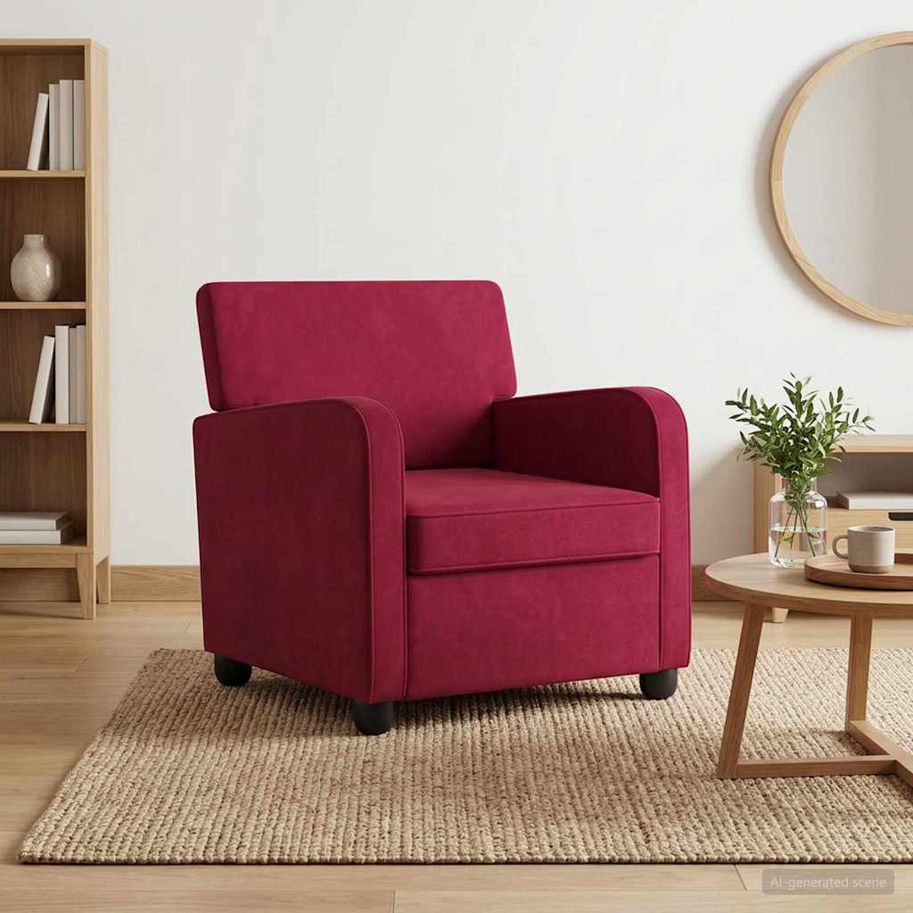 vidaXL Sillón Rojo vino Terciopelo