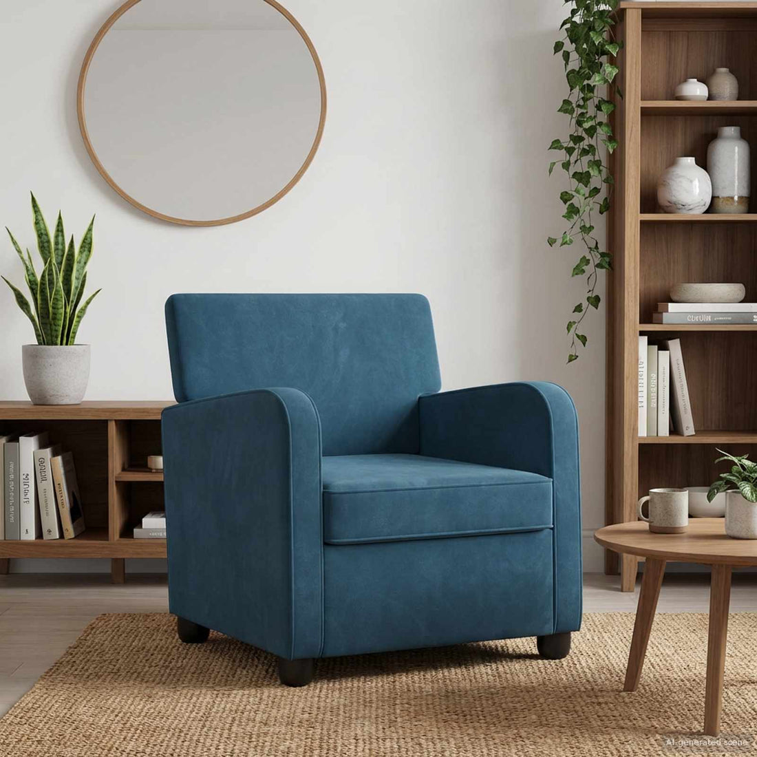 vidaXL Sillón Azul Terciopelo