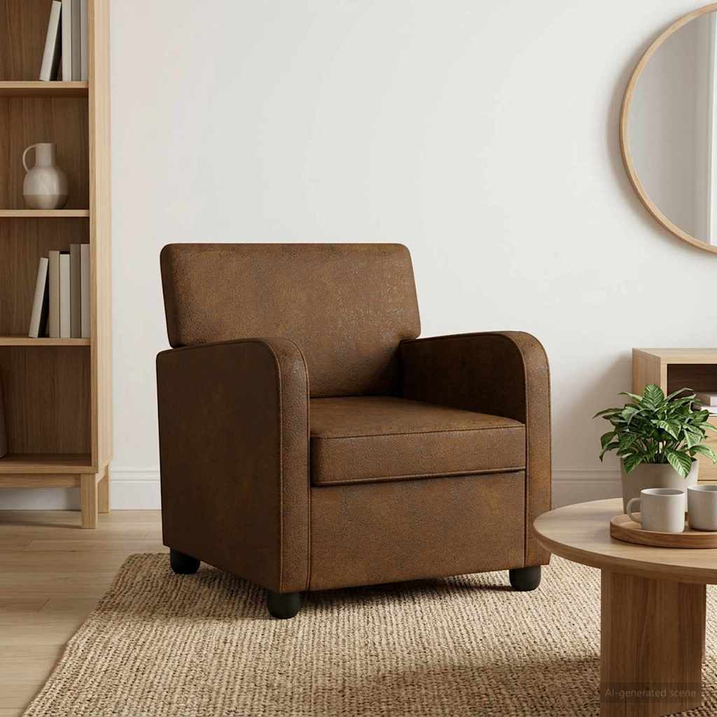 vidaXL Sillón Marrón Cuero de Suede Sintético