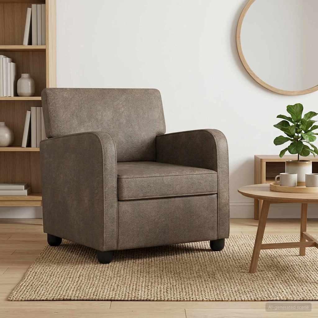 vidaXL Sillón Gris oscuro Cuero de Suede Sintético