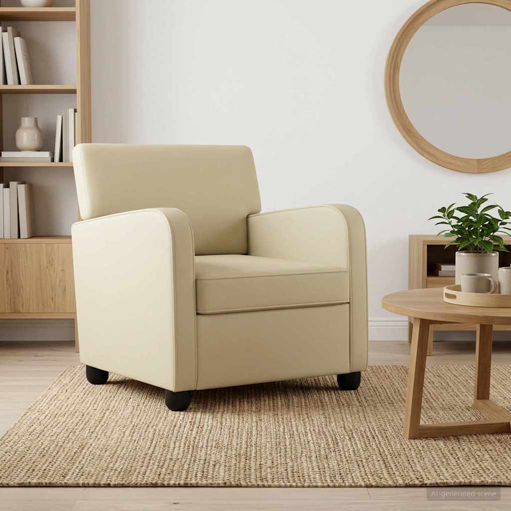 vidaXL Sillón Crema Cuero sintético