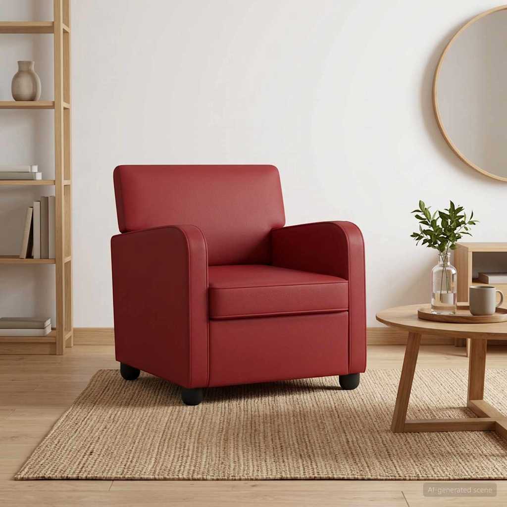 vidaXL Sillón Rojo vino Cuero sintético