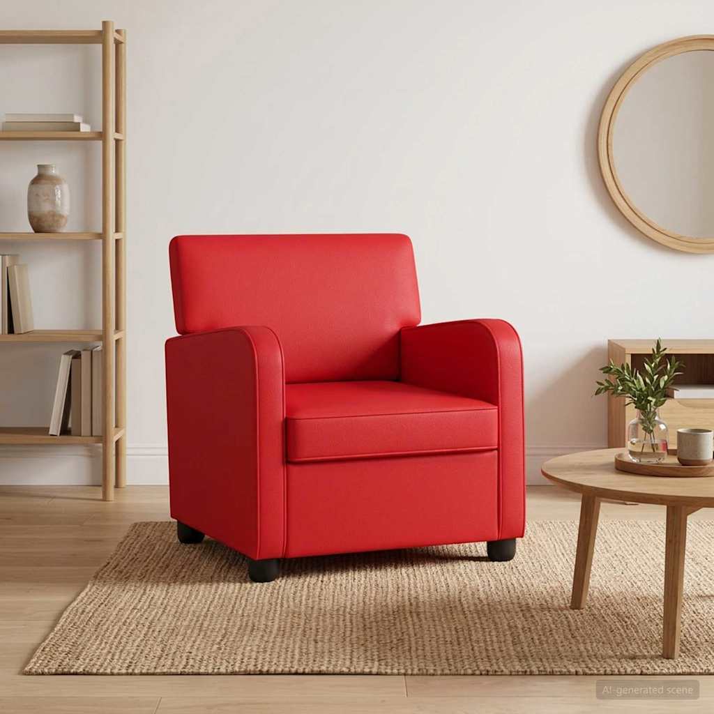 vidaXL Sillón Rojo Cuero sintético