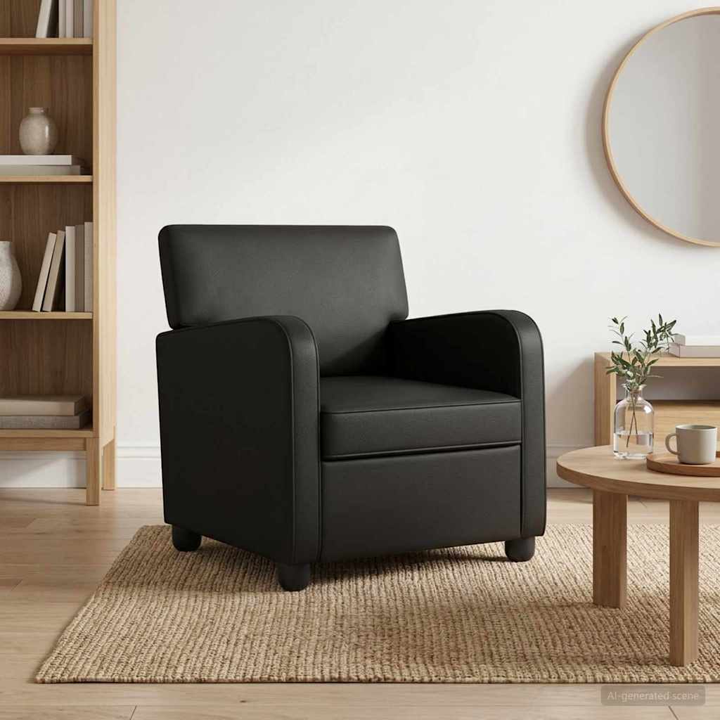 vidaXL Sillón Negro Cuero sintético
