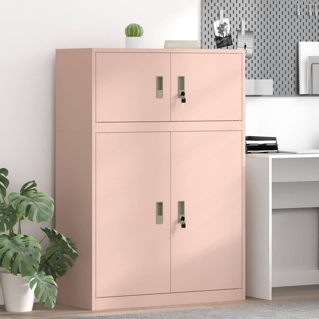 vidaXL Armario de almacenamiento 2 uds. Rosa 90 x 40 x 130 cm Acero