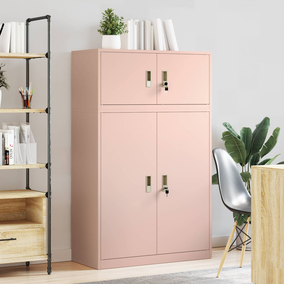 vidaXL Armario de almacenamiento 2 uds. Rosa 90 x 40 x 145 cm Acero
