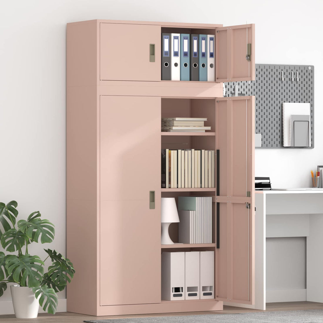 vidaXL Armario de almacenamiento 2 uds. Rosa 90 x 40 x 180 cm Acero