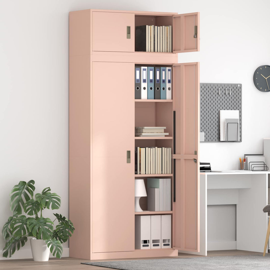 vidaXL Armario de almacenamiento 2 uds. Rosa 90 x 40 x 220 cm Acero