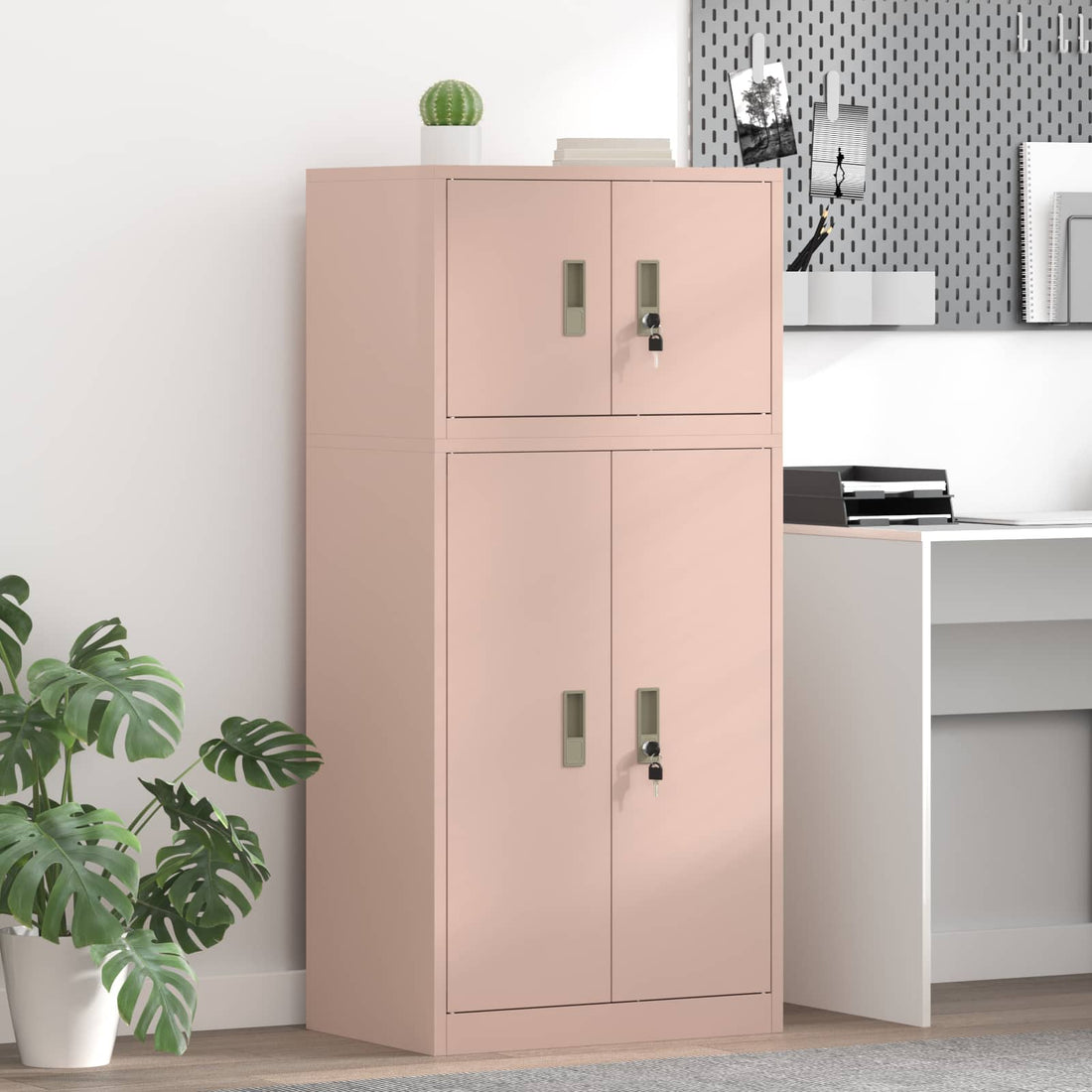vidaXL Armario de almacenamiento 2 uds. Rosa 60 x 40 x 130 cm Acero