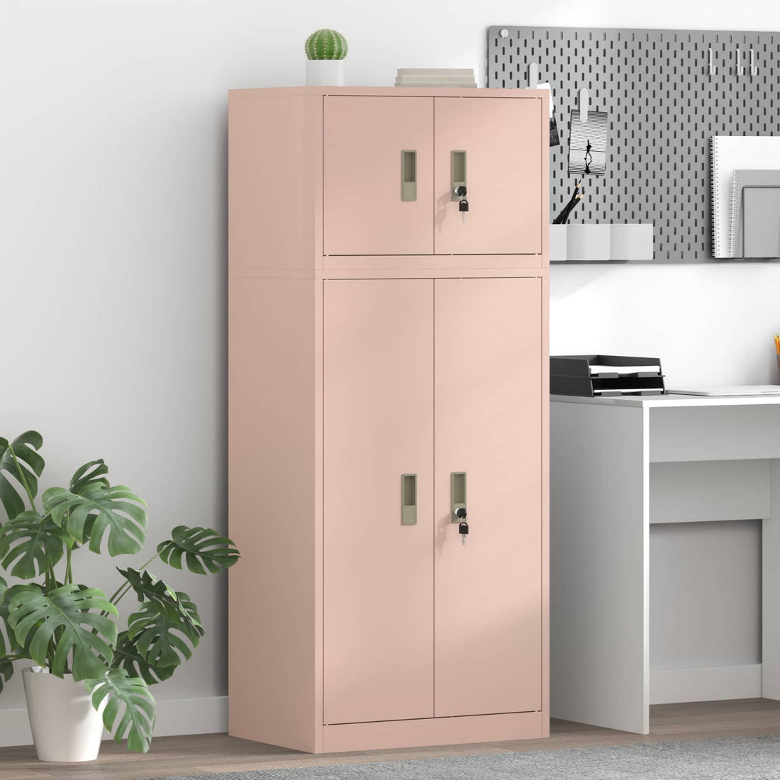 vidaXL Armario de almacenamiento 2 uds. Rosa 60 x 40 x 145 cm Acero