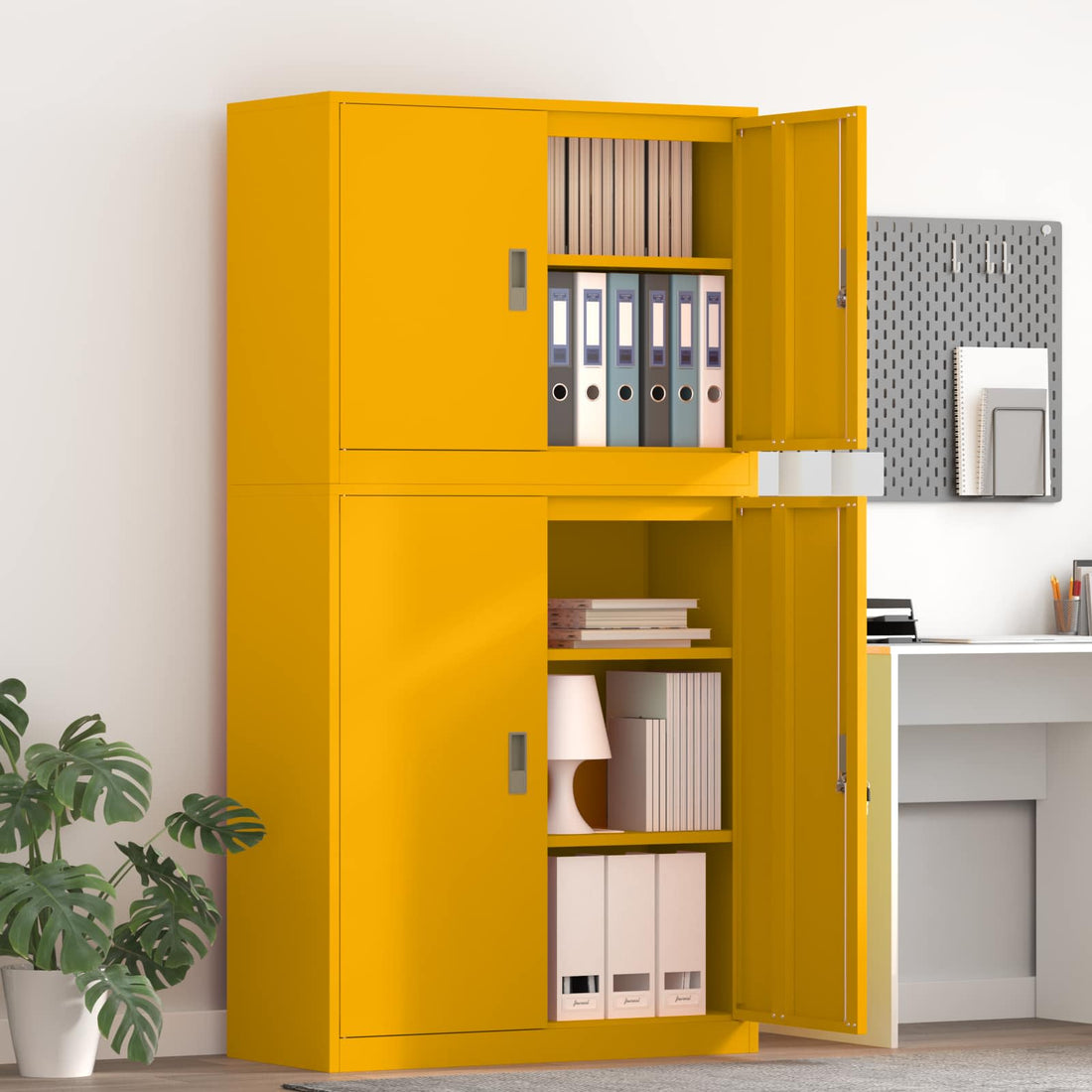 vidaXL Armario de almacenamiento 2 uds. Amarillo Mostaza