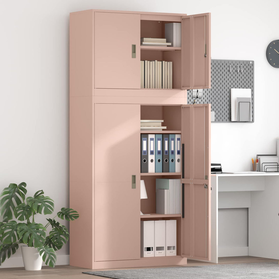 vidaXL Armario de almacenamiento 2 uds. Rosa 90 x 40 x 210 cm Acero
