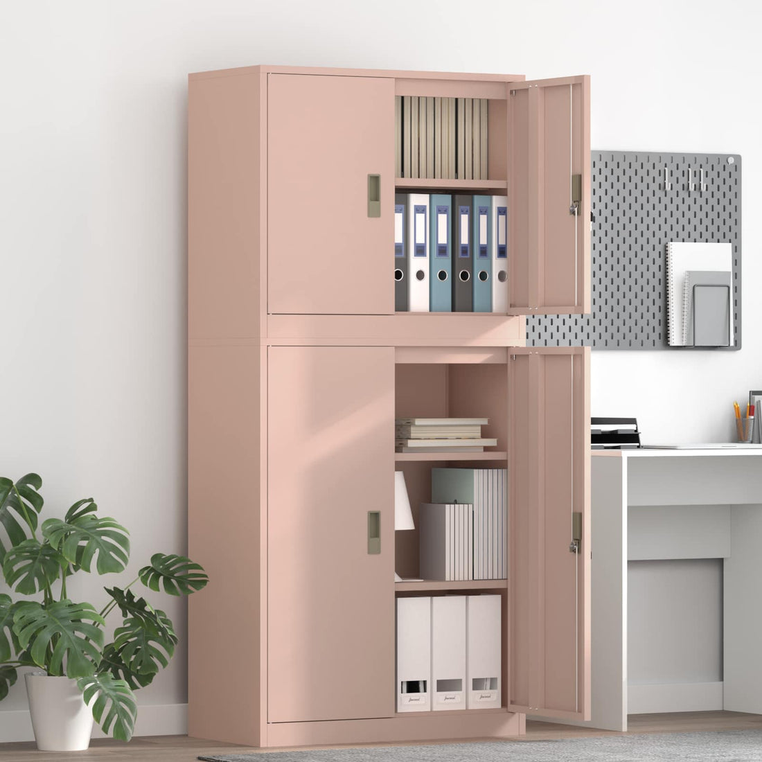 vidaXL Armario de almacenamiento 2 uds. Rosa 80 x 40 x 175 cm Acero