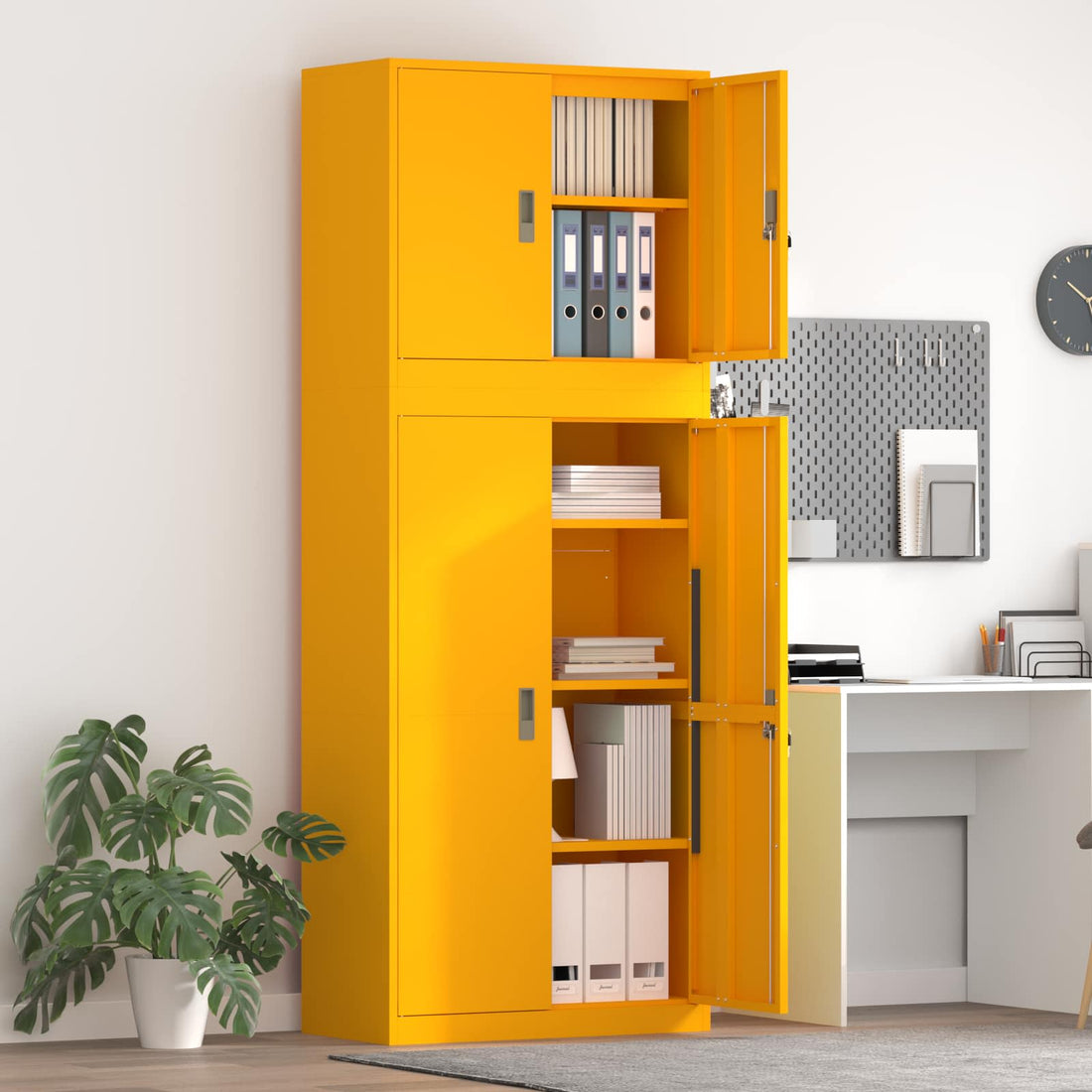 vidaXL Armario de almacenamiento 2 uds. Amarillo Mostaza