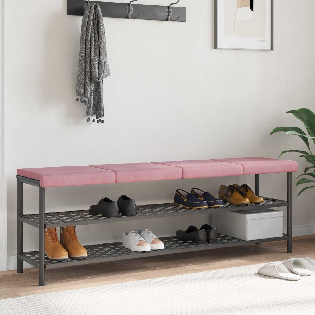 vidaXL Cojín de banco 4 uds. Terciopelo Rosa Profundidad 35 cm