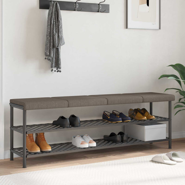 vidaXL Cojín de banco 4 uds. Cuero sintético Gris Profundidad 35 cm