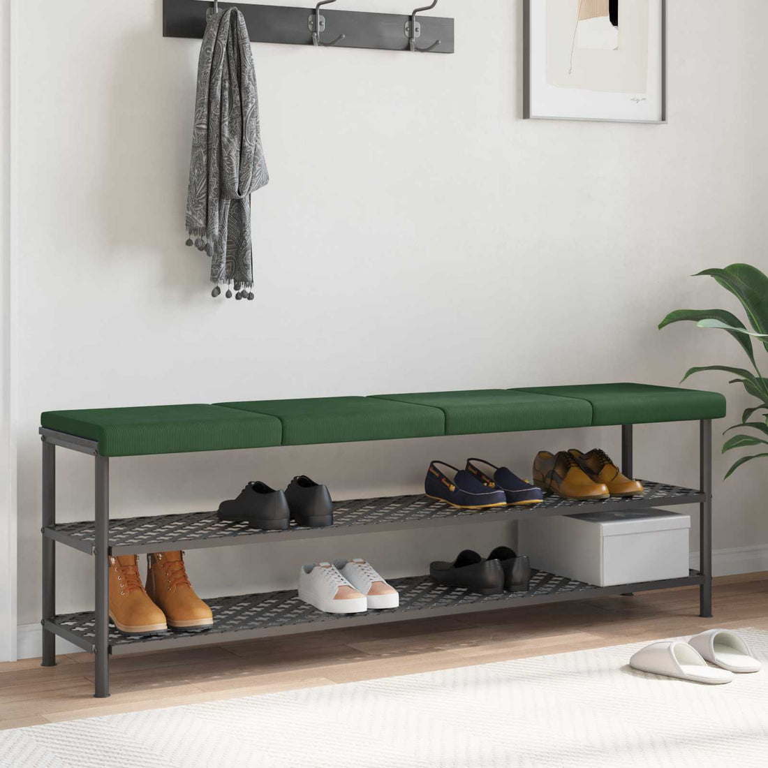 vidaXL Cojín de banco 4 uds. pana Verde oscuro Profundidad 35 cm