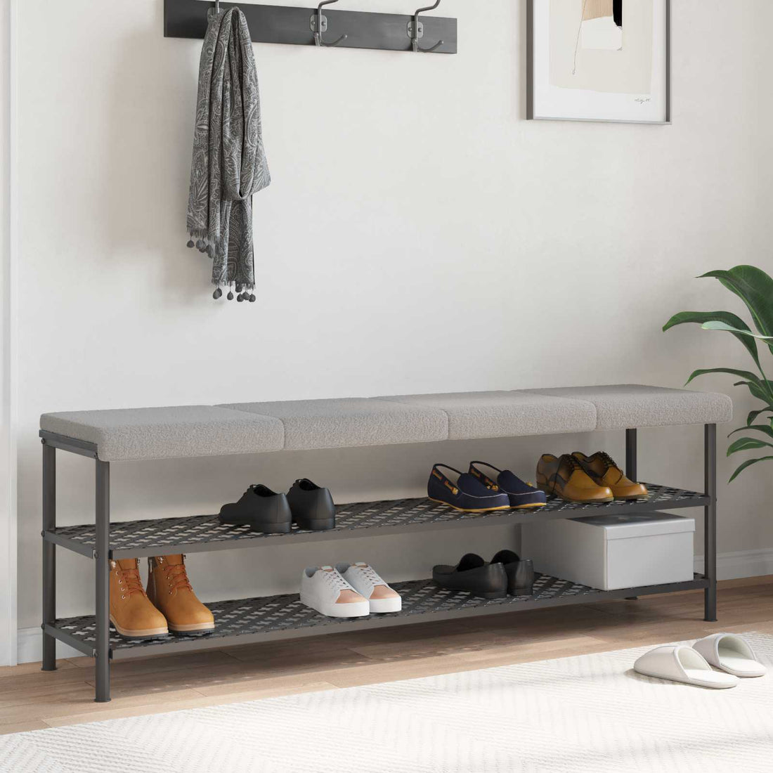 vidaXL Cojín de banco 4 uds. Tela Sherpa Gris Claro Profundidad 35 cm
