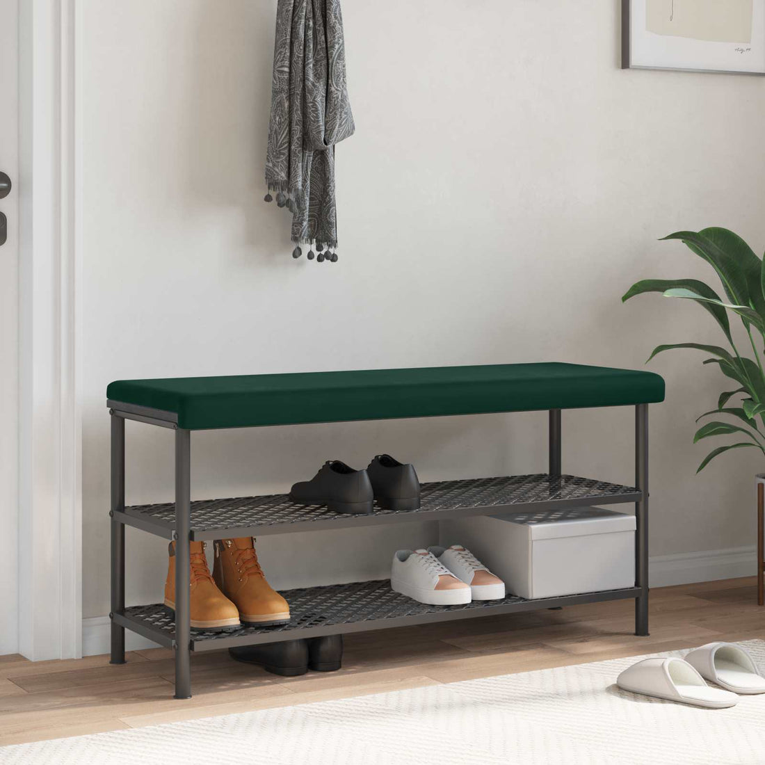 vidaXL Cojín de banco Terciopelo Verde oscuro Profundidad 35 cm