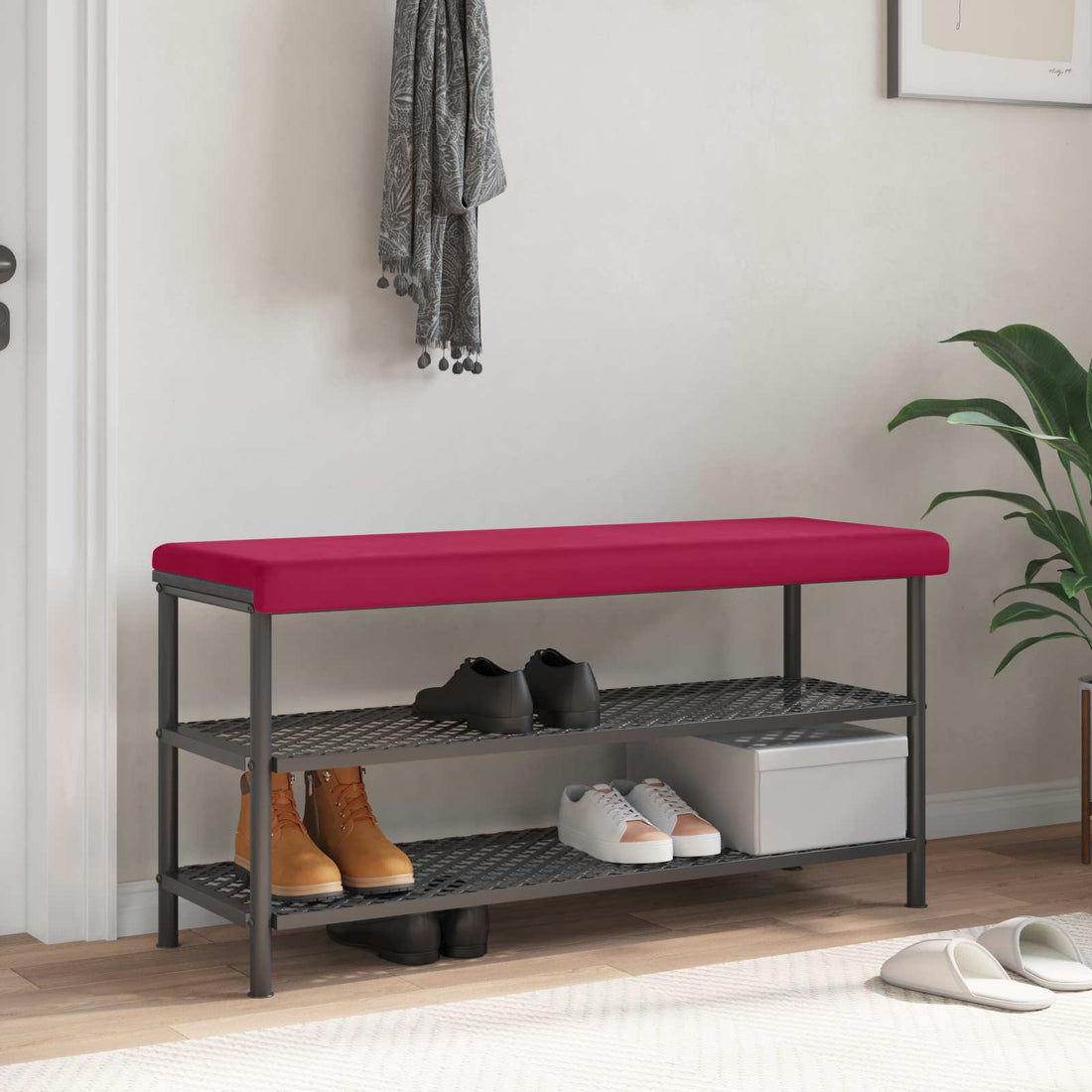 vidaXL Cojín de banco Terciopelo Rojo vino Profundidad 35 cm