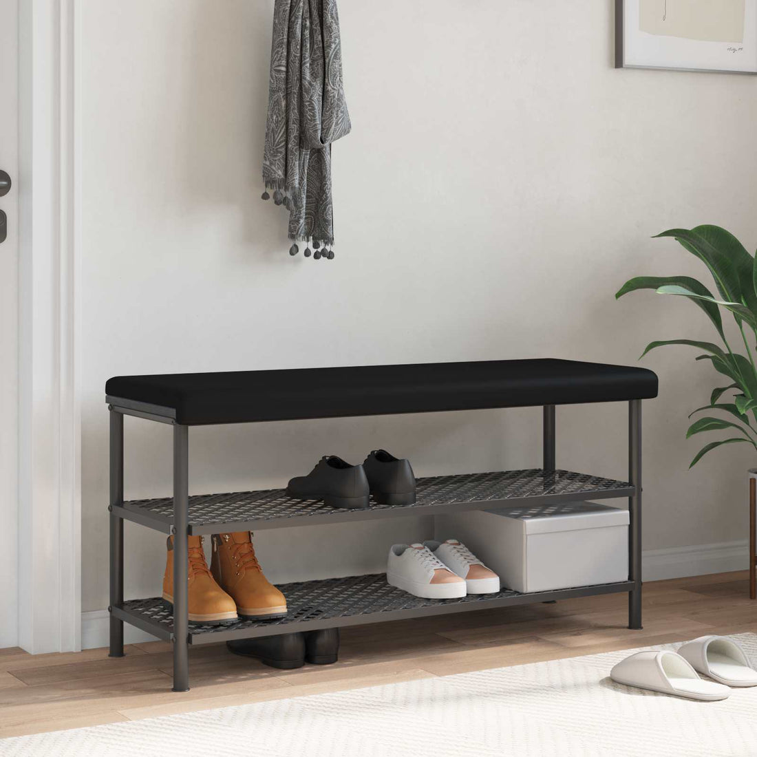 vidaXL Cojín de banco Cuero sintético Negro Profundidad 35 cm