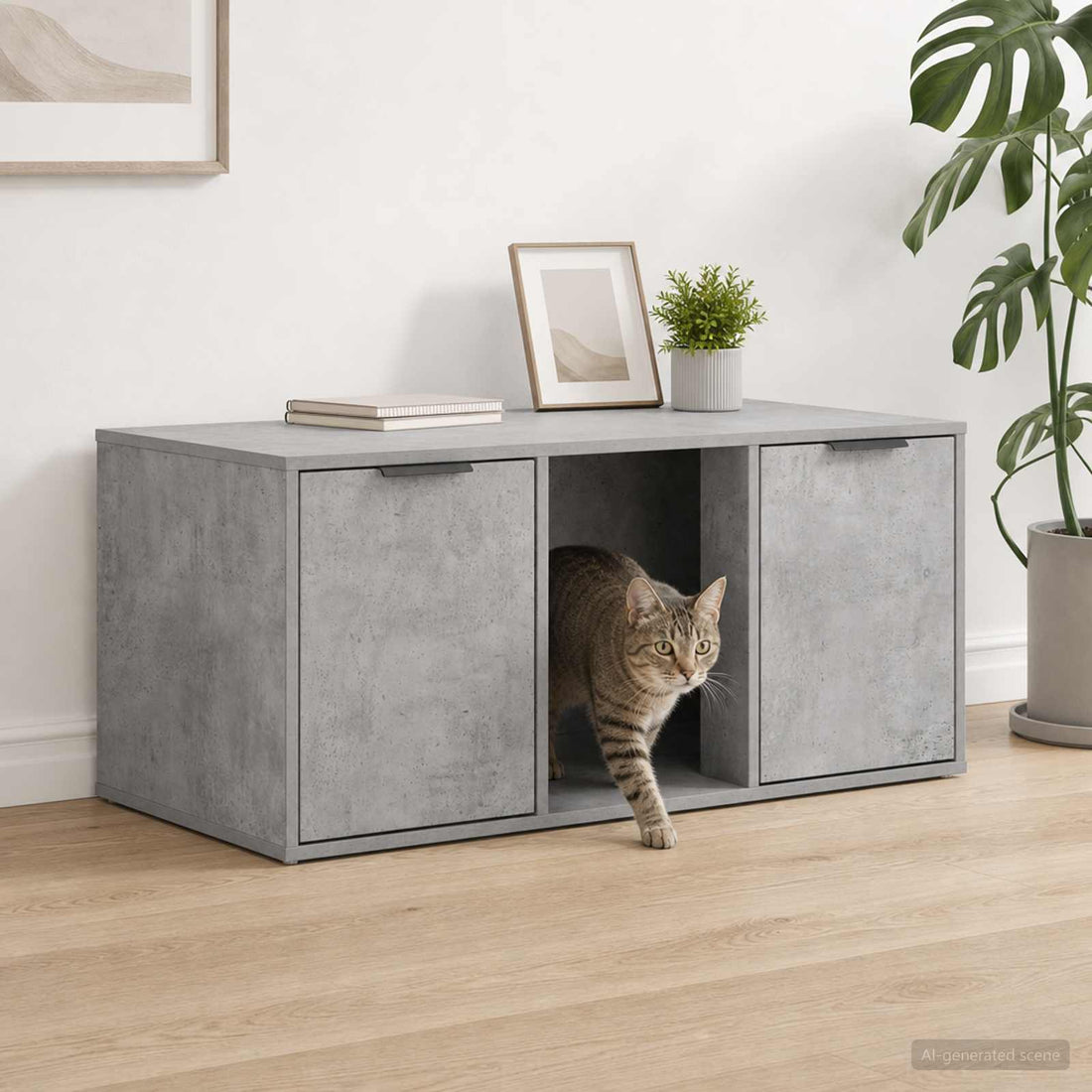 vidaXL Mueble Transportín para Gatos Gris Hormigón 100 x 49 x 45 cm